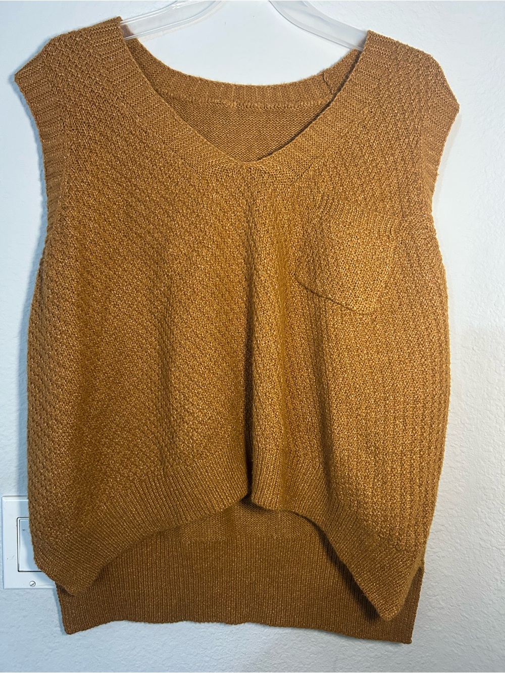 V-Neck Sleeveless Knit Sweater Tank - Mustard